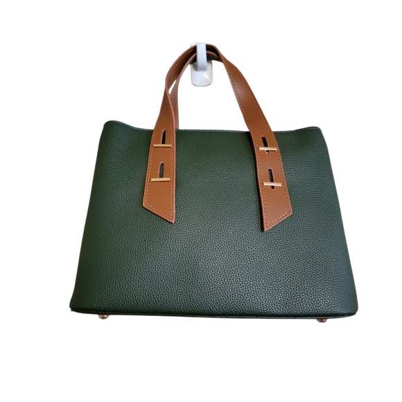 Nwot Green and Tan Women's Handbag. - Picture 3 of 9